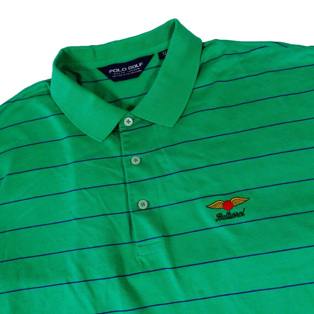 Ralph Lauren Baltusrol Pima Cotton Green Striped Polo Polo Shirt Men's XL